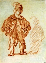 Etude af skuespiller. Dessin de Harmenszoon van Rijn denne Rembrandt (1606-1669)