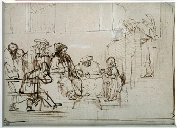 Jesusbarn med læger Tegning af Harmensz Van Rijn Rembrandt (1606-1669)
