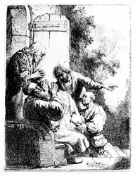 Josefs frakke bragt til Jakob, ca. 1633 (radering)