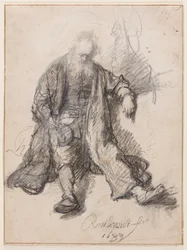 Old Man Seated (The Drunken Lot?), ca. 1630-33 (pen, kridt og blæk på papir)