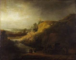 ""Landskab med Eunuks Dåb"" Maleri af Rembrandt van Rhijn (1606-1669) 1640 Niedersachsisches Landesmuseum, Hannover
