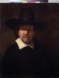 ""Portræt af den hollandske digter Jeremias de Dekker (eller Decker) (ca. 1610-1666)"" (Portræt af digteren Jeremias de Decker) Maleri af Harmenszoon van Rijn dit Rembrandt (1606-1669) 1666 Dim. 71x56 cm Museum of 