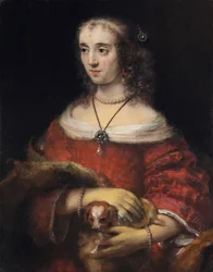 Portræt af en dame med en skødehund - Rembrandt van Rhijn (1606-1669) - ca 1665 - Olie på lærred - 81,3x64,1 - Art Gallery of Ontario