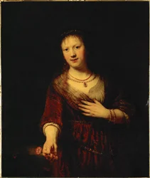 Saskia med en rød blomst (maleri)