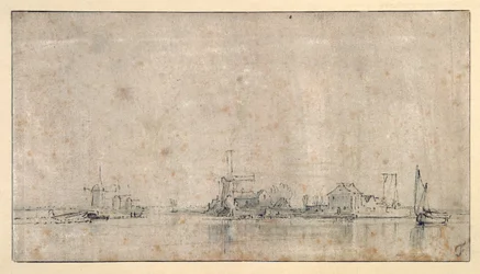 Amstel ved Omval, ca. 1650-53 (pen & blæk med vask på papir)