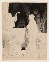 The Artist Drawing from the Model, ca. 1639 (ætsning og drypoint på poleret papir)