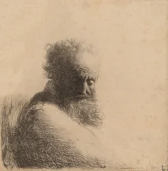 Buste af en gammel skægget mand, ser ned, tre fjerdedele til højre, 1631.