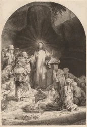Kristus prædikende og helbredende fragment fra de hundrede gylden print, ca. 1649.