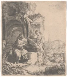 Kristus og kvinden fra Samaria blandt ruiner, 1634