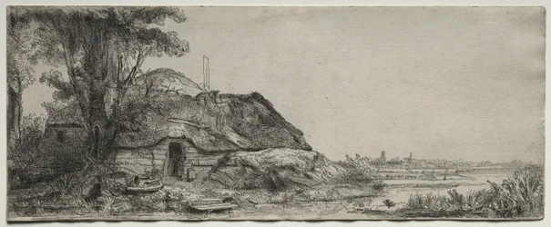 Landskab med et sommerhus og et stort træ, 1641.