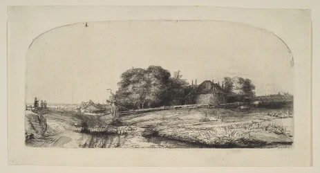 Landskab med en hølade og en flok får, 1652.