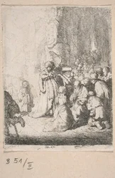 Ofring i templet med en engel (lille plade)