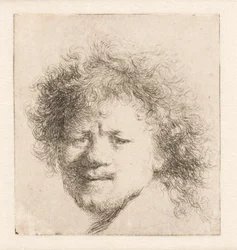 Rembrandt med langt, fyldigt hår: kun hovedet