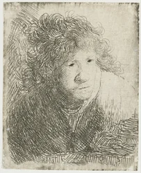 Selvportræt, læner sig fremad, lytter, 1628.
