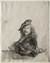 Selvportræt lænet på en stenkarm, 1639.