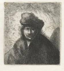 Selvportræt i en skrå pelshætte: Bust, CA 1631.