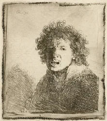 Selvportræt med åben mund, som om man råber: buste, 1630.