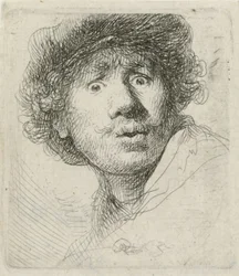 Selvportræt med baret og vidtåbne øjne, 1630