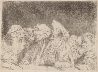 Farisæerne debatterer Fragment fra Hundred Guld Print, ca. 1649.