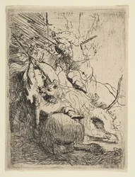 Den lille løvejagt med en løve, ca. 1629.
