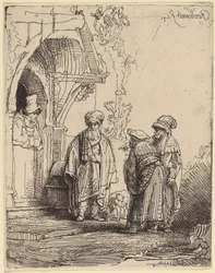 Tre orientalske figurer (Jacob og Laban?)