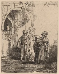 Tre orientalske figurer (Jacob og Laban?)