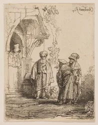 Tre orientalske figurer (Jacob og Laban?)