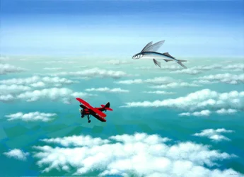 Flyvende fisk, 2001, olie på lærred
