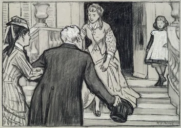 Besøget, illustration fra La Jeune Fille Bien Élevée af René Boylesve