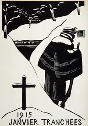 Januar 1915: les skyttegravene - i "" Krigskalender"", ill. af Herman-Paul, Librairie Lutetia, Paris