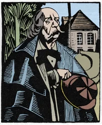 Portræt af Gustave Flaubert (1821-1880). Træstik af Hermann-Paul (Hermann Paul) (1874-1940) til Louis Bertrands bog "Flaubert a Paris eller Le Mort Vivant".