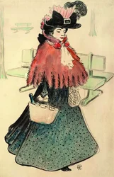 Den smukke jødinde tager på indkøb. Bladet Le Rire, 1896.