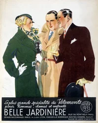 Reklame for "Den største specialitet inden for tøj til mænd, damer og børn Belle Jardinière", vinter 1935