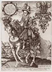 Charles I som prins af Wales til hest, fra "The Book of Kings", 1618
