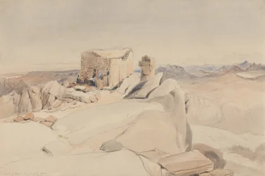 The Summit of Mount Sinai eller Jebel Musa, 1840 (wc, grafit og kropsfarve på beige vævet papir)