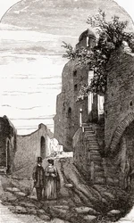 Clivus Victoria på Palatinerhøjen, Rom, Italien i slutningen af det 19. århundrede. Fra Italian Pictures af Rev. Samuel Manning, udgivet ca. 1890.