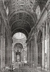 Interiør af Peterskirken, Vatikanstaten, Rom, Italien i slutningen af det 19. århundrede. Fra Italian Pictures af Rev. Samuel Manning, udgivet ca. 1890.