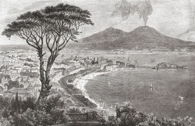 Napoli og Vesuv, Italien i slutningen af det 19. århundrede. Fra Italian Pictures af Rev. Samuel Manning, udgivet ca. 1890.