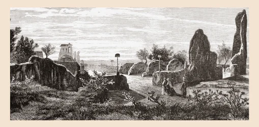 Ruinerne af Cæsarernes Palads, Palatinerhøjen, Rom, Italien i slutningen af det 19. århundrede. Fra Italian Pictures af Rev. Samuel Manning, udgivet ca. 1890.