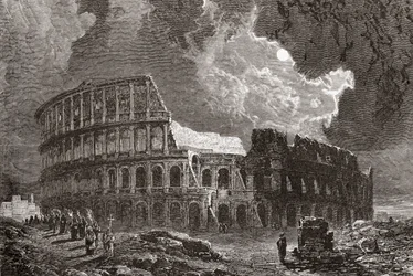 Colosseum, Rom, Italien i måneskin, sidst i det 19. århundrede. Fra Italian Pictures af Rev. Samuel Manning, udgivet ca. 1890.