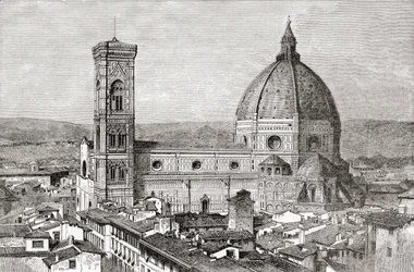 Duomo og Campanile i Basilica di Santa Maria del Fiore, Piazza del Duomo, Firenze, Italien i slutningen af det 19. århundrede. Fra Italian Pictures af Rev. Samuel Manning, udgivet ca. 1890.