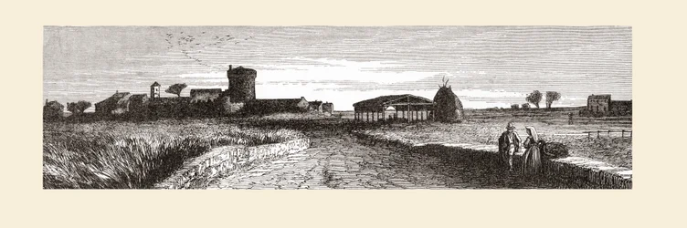 Landskabet nær Ostia, Rom, Italien i slutningen af det 19. århundrede. Fra Italian Pictures af Rev. Samuel Manning, udgivet ca. 1890.