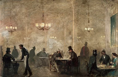 Cafeen, ca. 1860-65 (olie på blik)