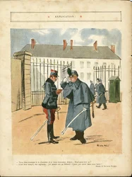 Illustration af Ricardo Flores (1878-1918) i Le Lire, 23/04/10 - Forklaring - Armee, Kaserne