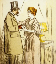 Prostitution: klient betaler en prostitueret, tegning af Ricardo Flores fra "L