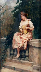 Pige med fløjte, ca. 1895 (olie på panel)