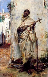 Arabisk musiker. Maleri af Ricardo de Madrazo Y Garreta (1852-1917). Olie på træ. Privat samling.