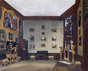 Kings skrivestue, gravering af Richard Reeve (født i 1780), baseret på design af Richard Cattermole (1795-1858), fra The History of the Royal Residences