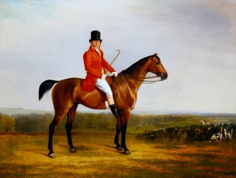 Isaac Sadler monteret på en Bay Hunter (olie på lærred)
