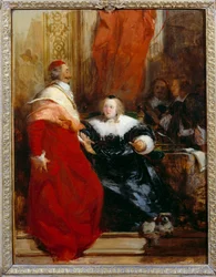Dronning af Frankrig Anne af Østrig (1601-1666) og kardinal Julius Mazarin (1602-1661) Maleri af Richard Bonington (1801-1828) 1824 Søn. 0,35x0,27 m